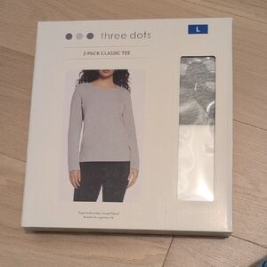 Three Dots Light Gray Long Sleeve Tee 2-Pack